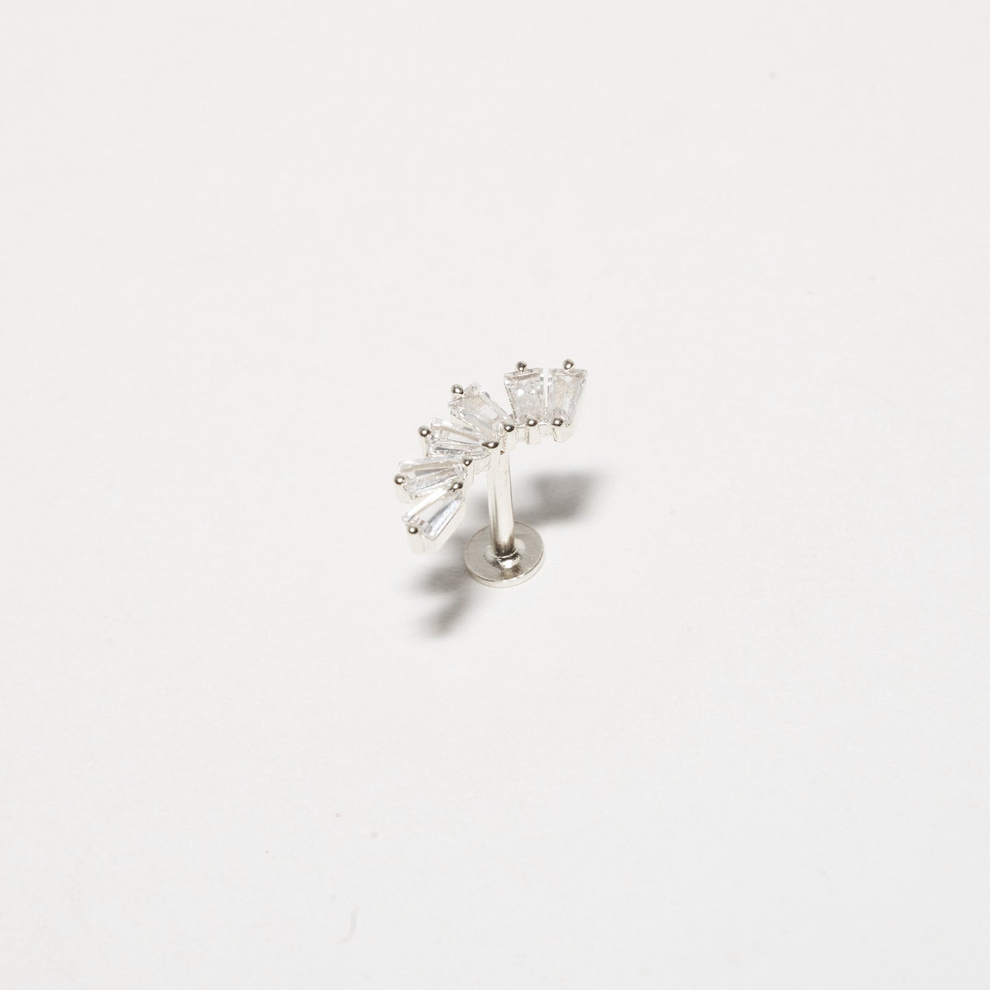 Crystal Cascade Labret Studs in Silver