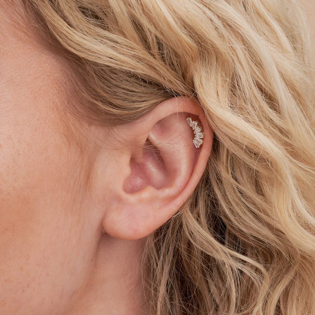 Crystal Cascade Labret Studs in Silver