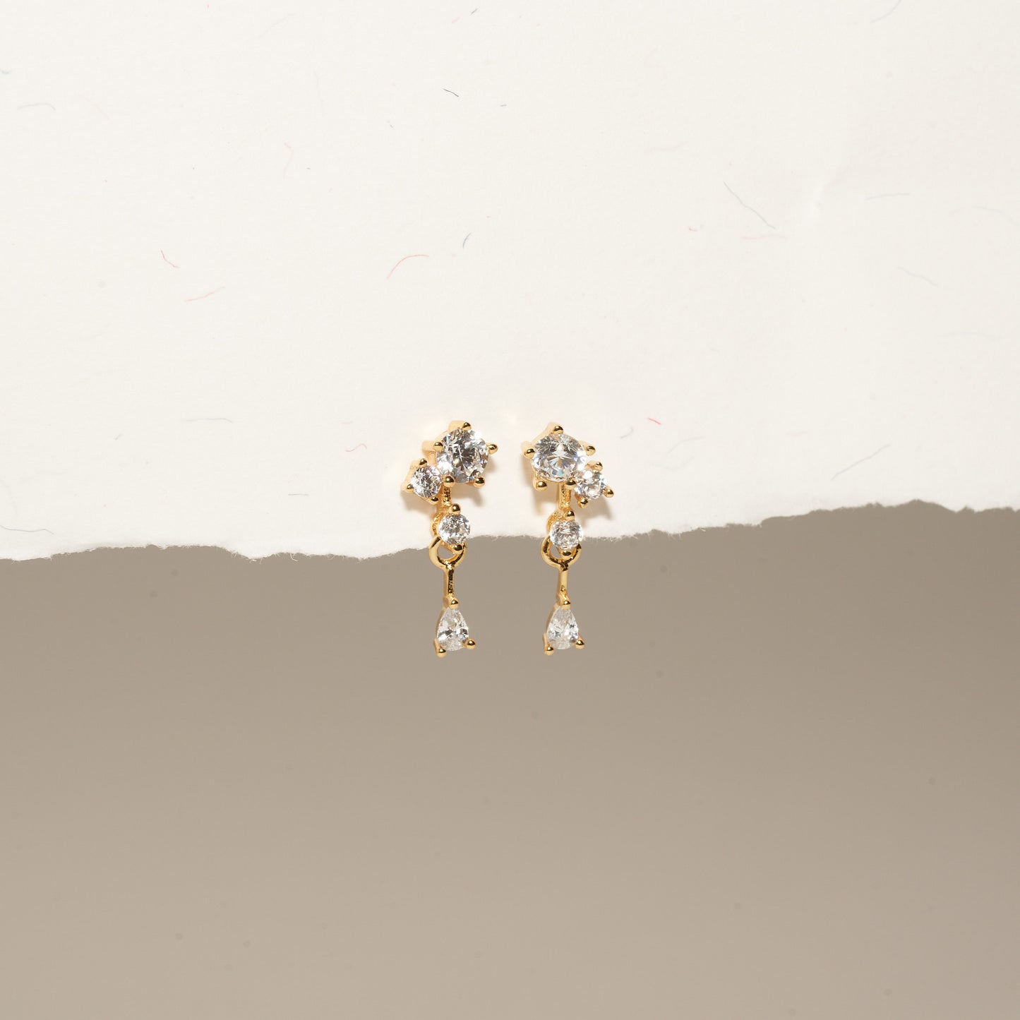 Crystal Cluster Drop Studs in Gold