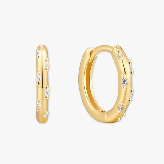 Crystal Dotted Huggies In Gold