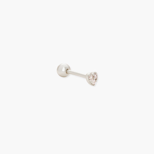 Crystal Helix Heart Barbell Stud In Silver