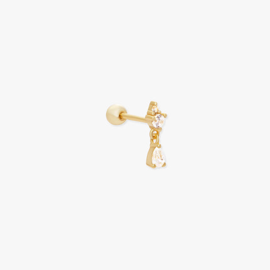 Crystal Helix Teardrop Barbell Stud In Gold