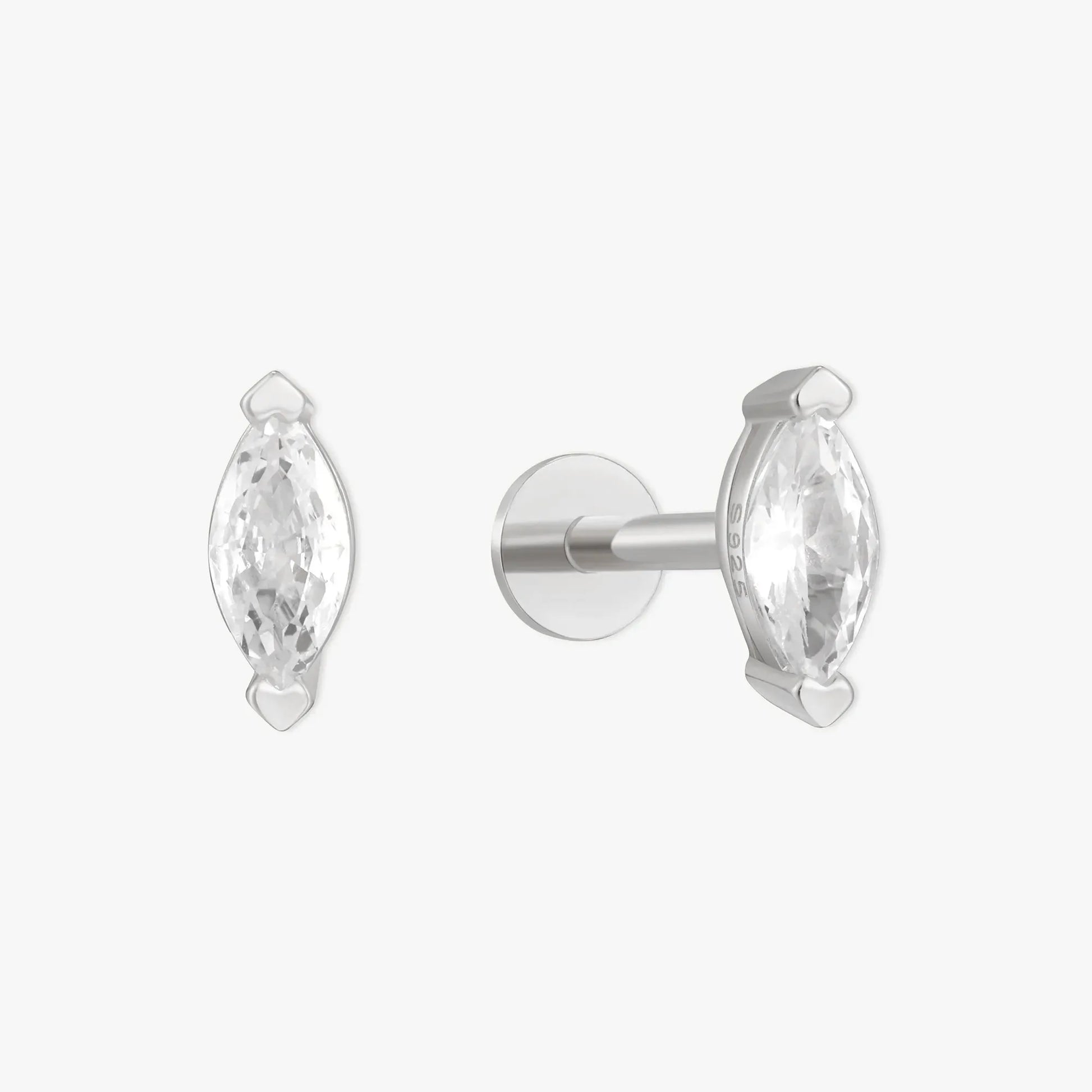 Crystal Marquise Piercing Stud in Silver