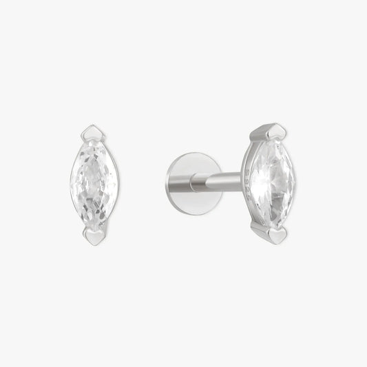 Crystal Marquise Piercing Stud in Silver