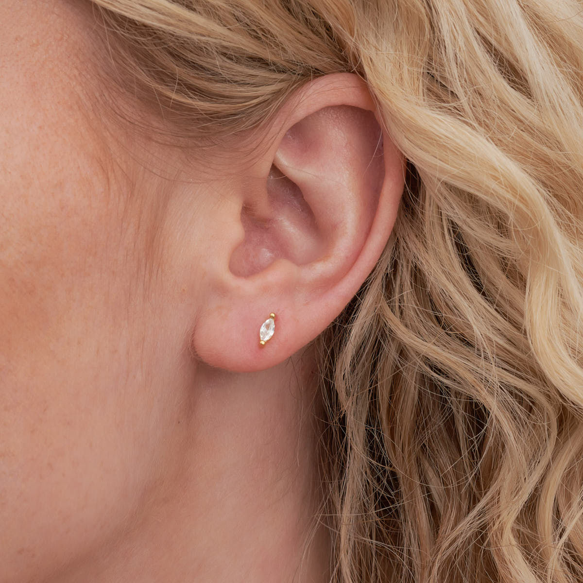 Crystal Marquise Piercing Stud in Gold