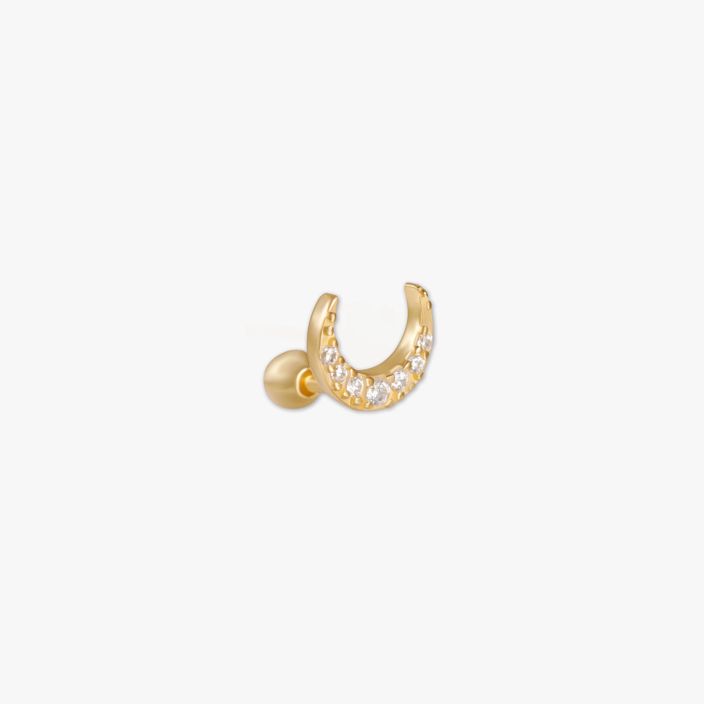 Crystal Moon Barbell Helix Stud in Gold