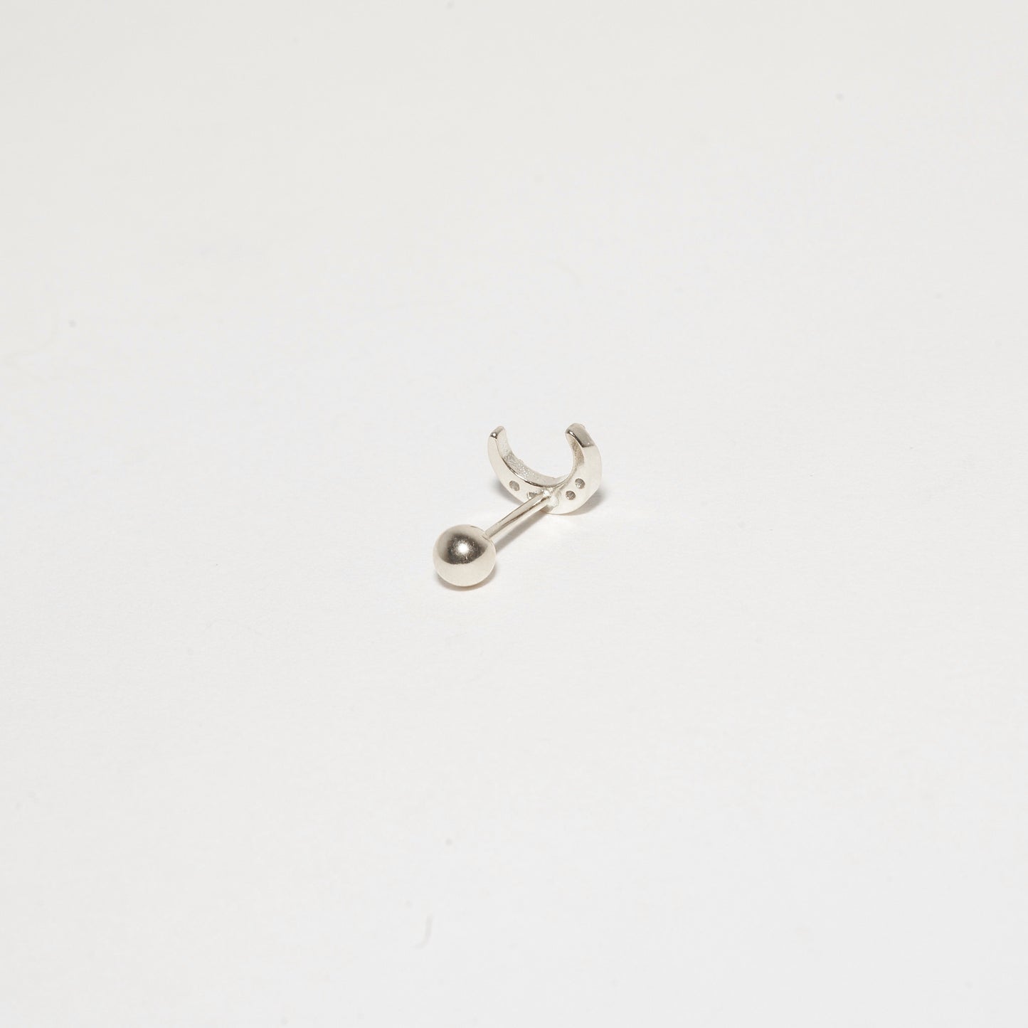 Crystal Moon Barbell Studs in Silver