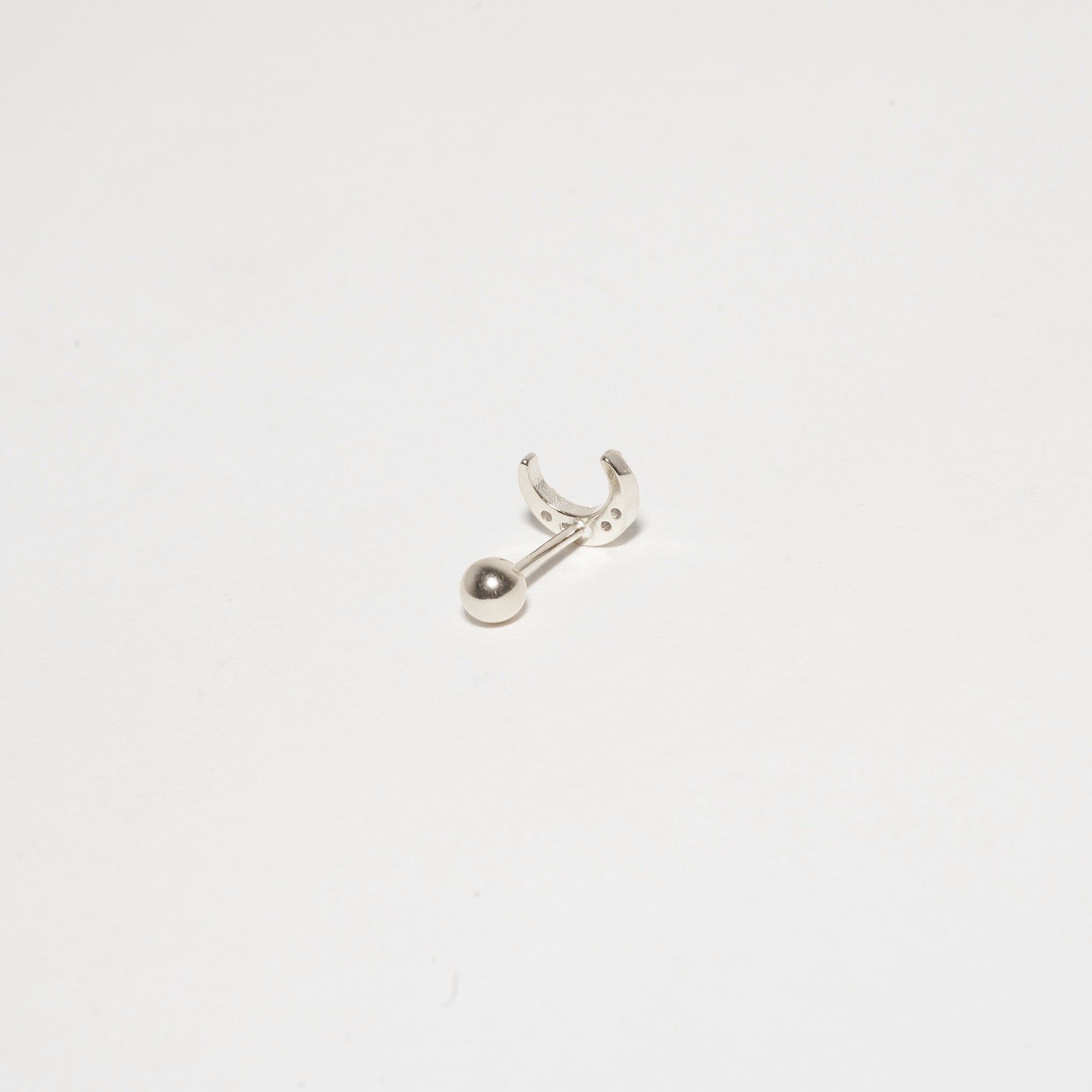Crystal Moon Barbell Studs in Silver