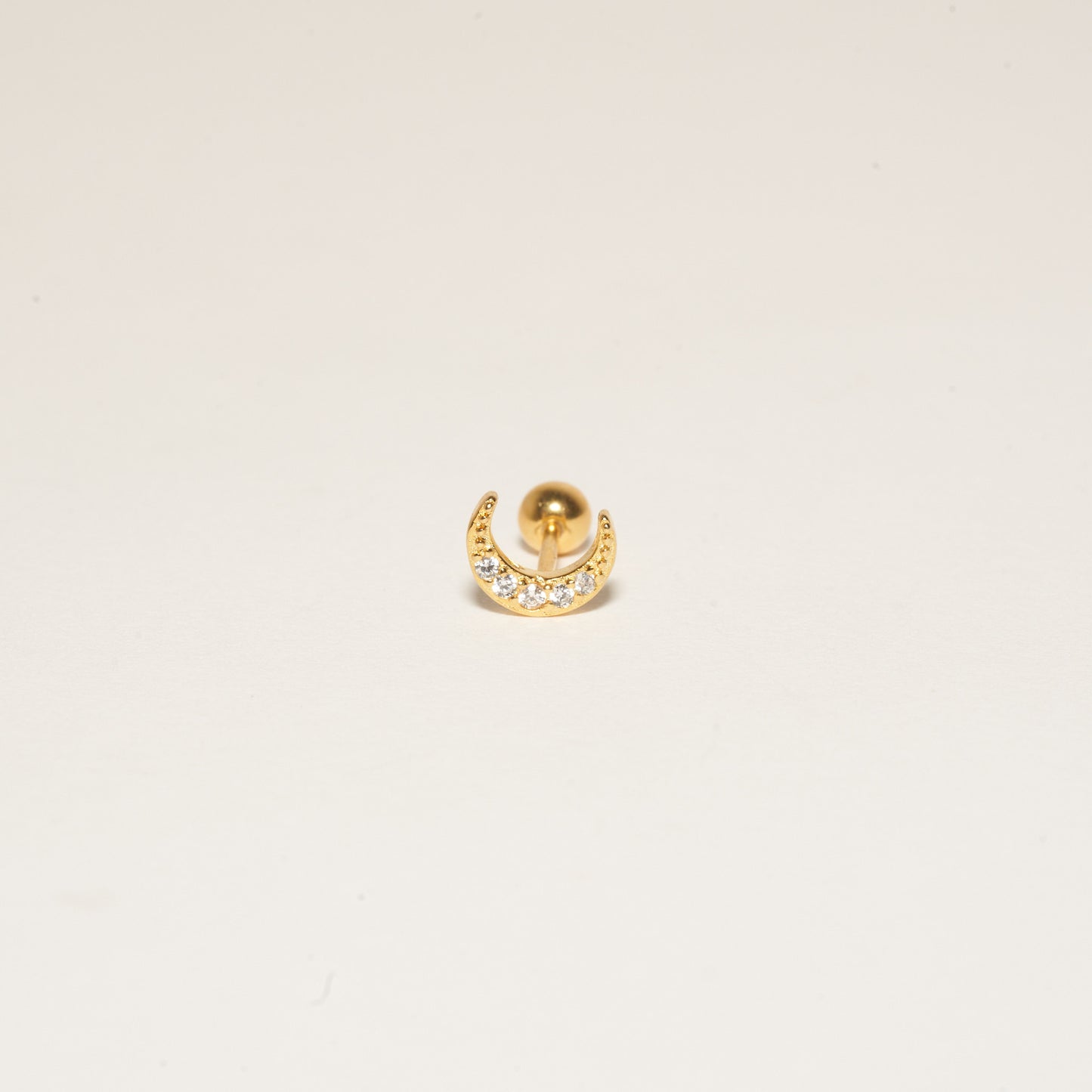Crystal Moon Barbell Studs in Gold
