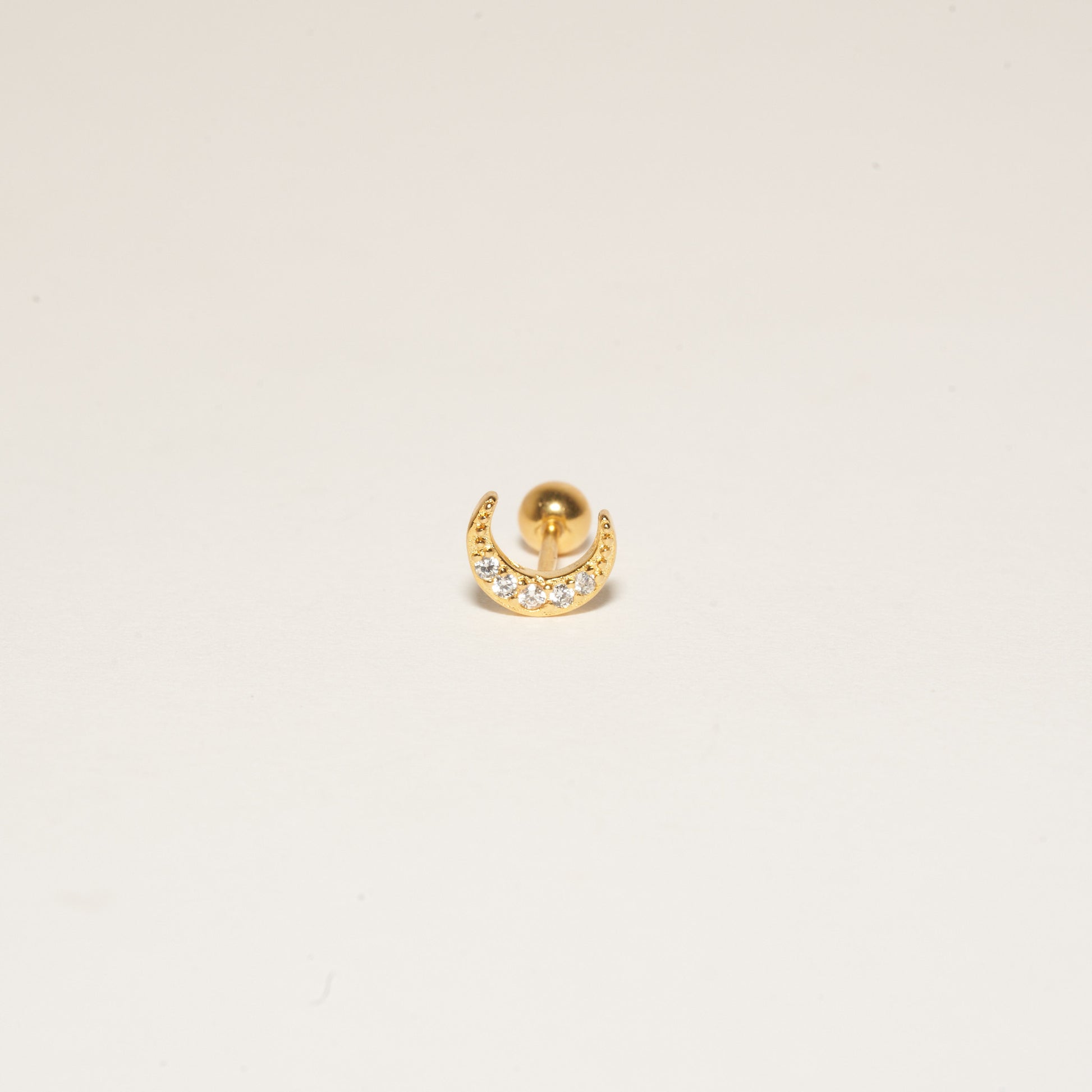 Crystal Moon Barbell Studs in Gold
