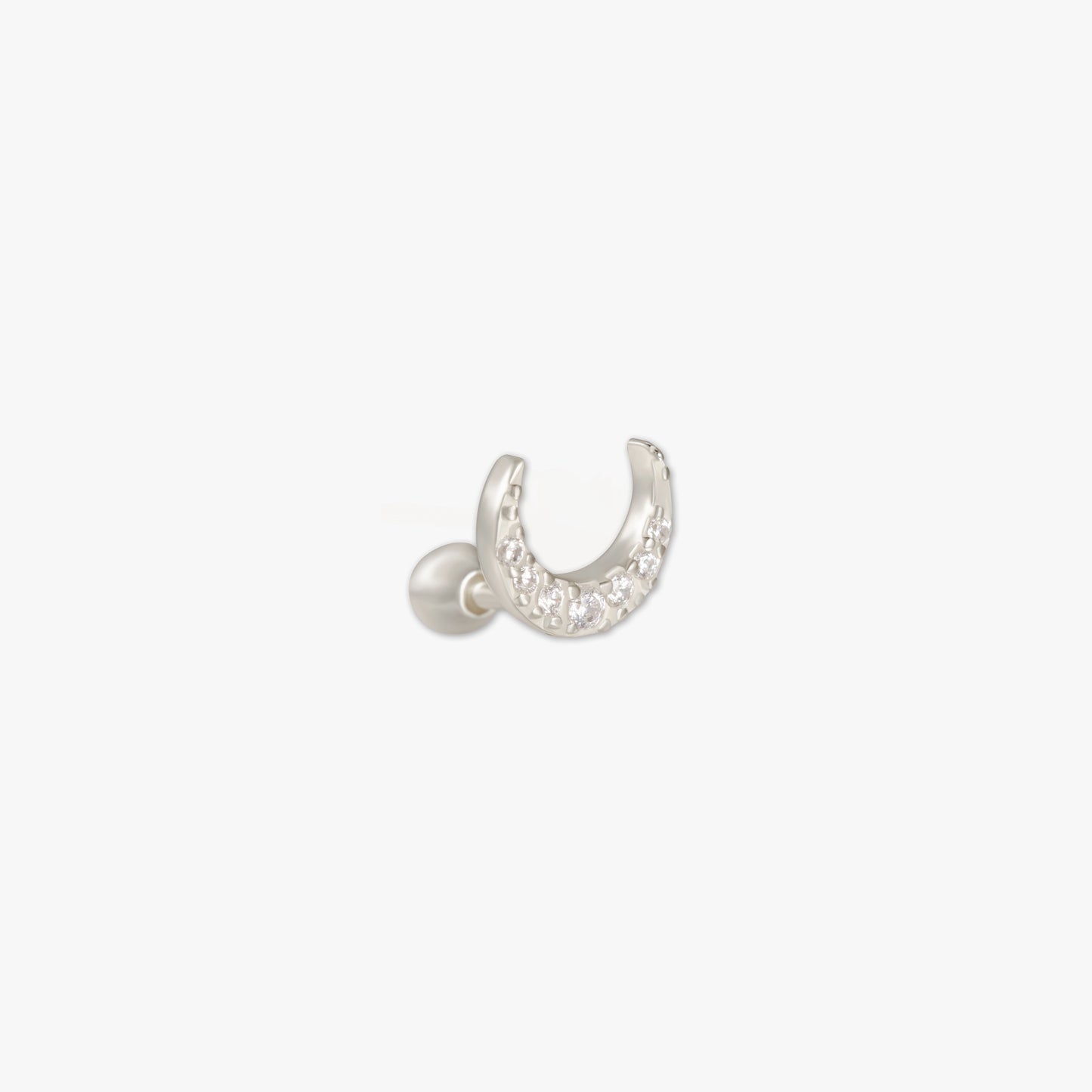 Crystal Moon Barbell Studs in Silver