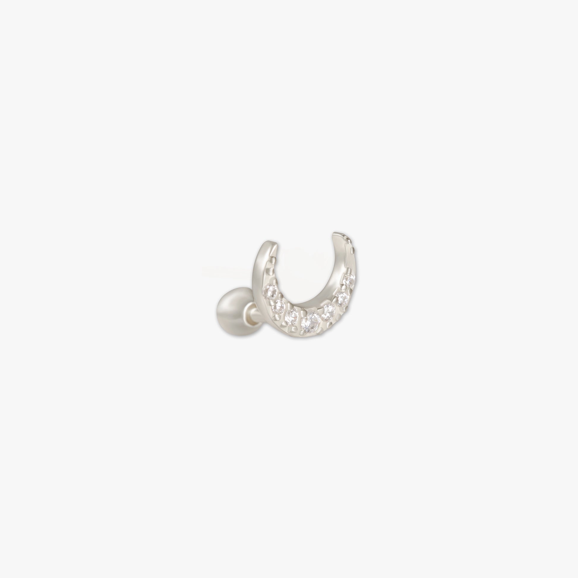 Crystal Moon Barbell Studs in Silver