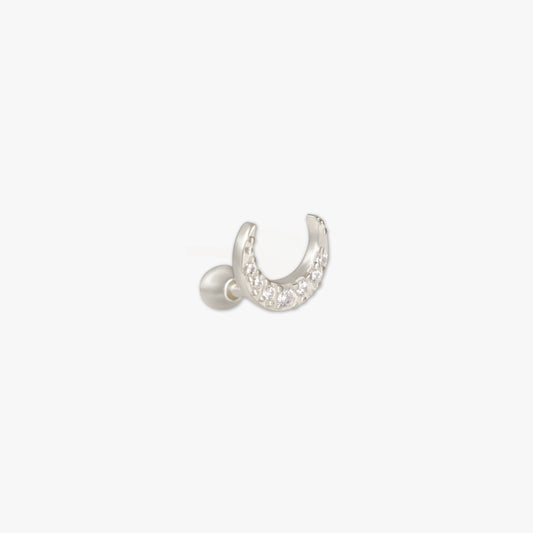 Crystal Moon Barbell Studs in Silver