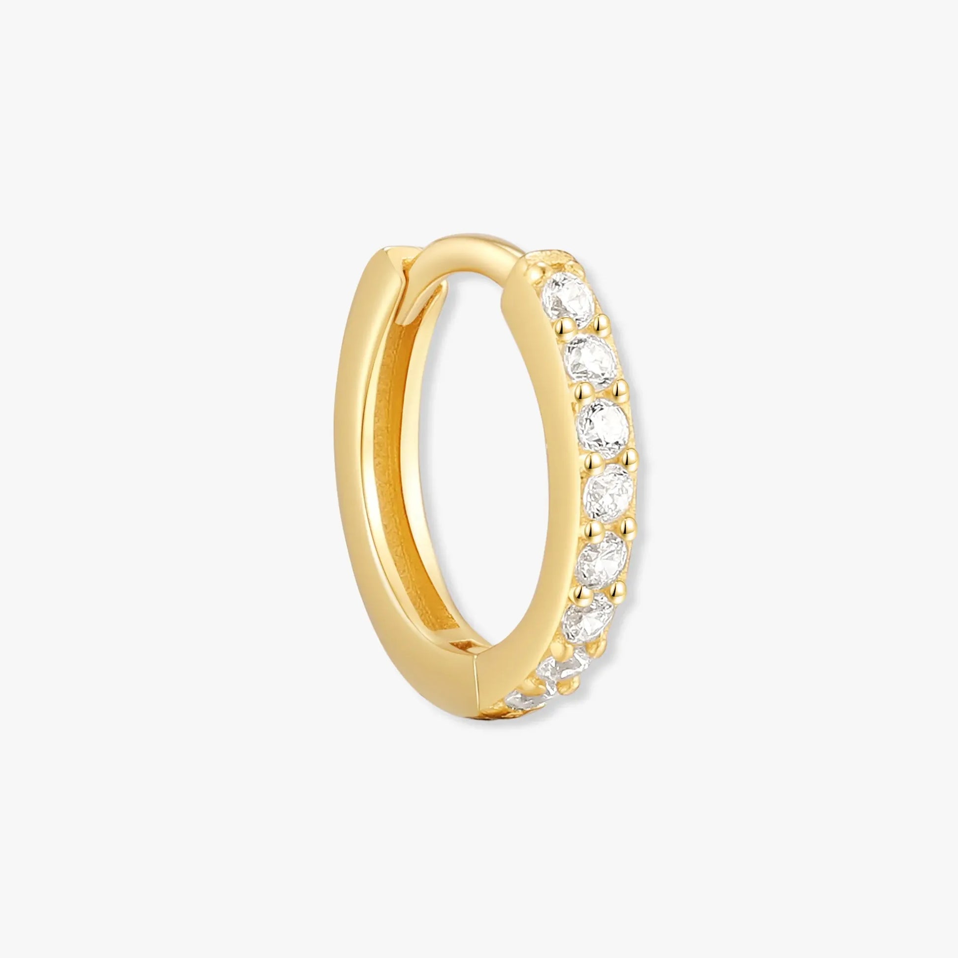 Crystal Paved 6mm Helix Huggie In Gold