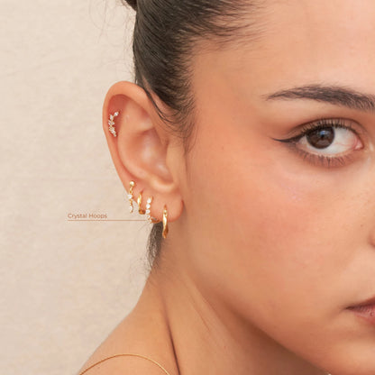 Crystal Paved Hoop Earrings In Gold