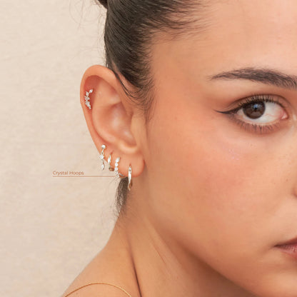 Crystal Paved Hoop Earrings In Silver