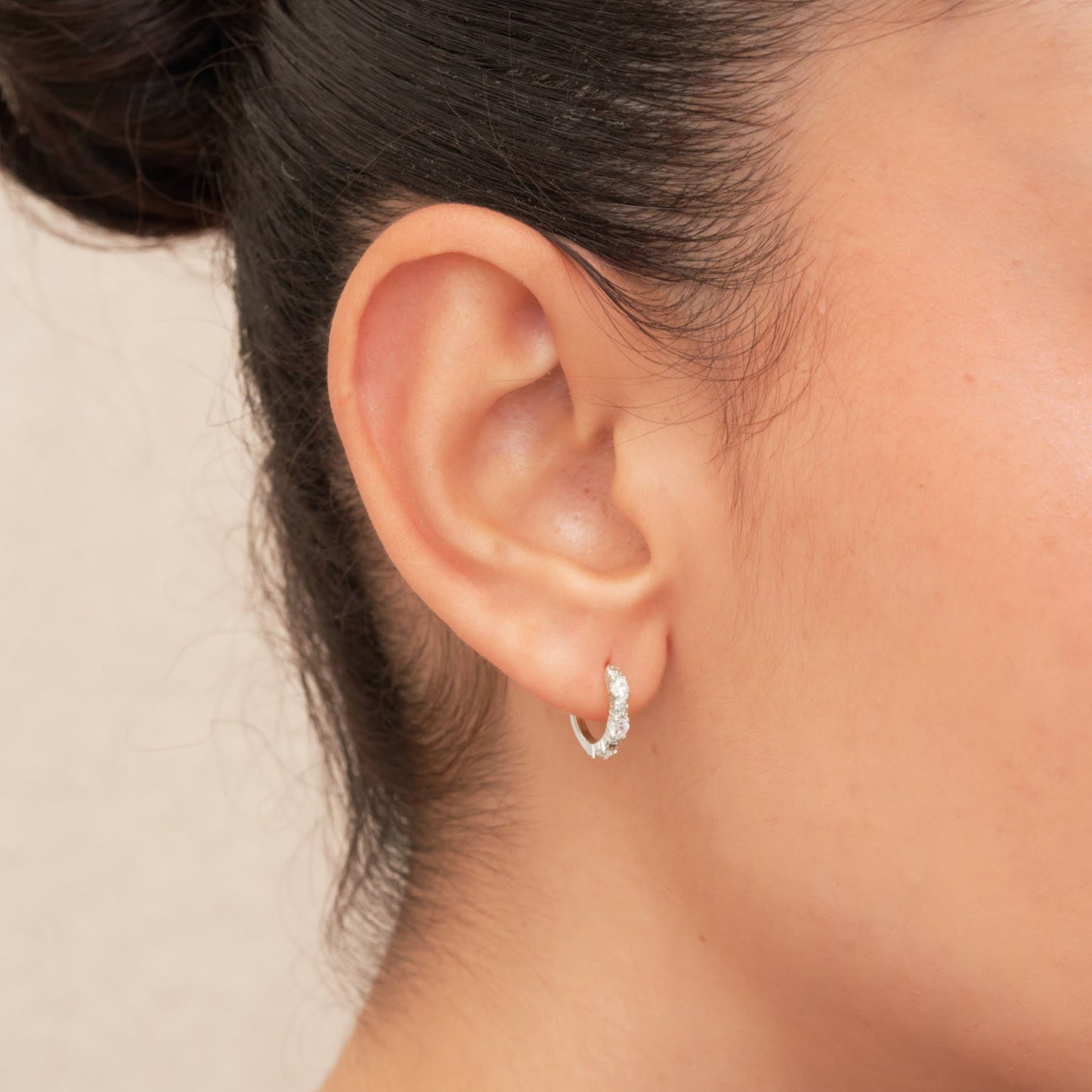 Crystal Paved Hoops In Silver