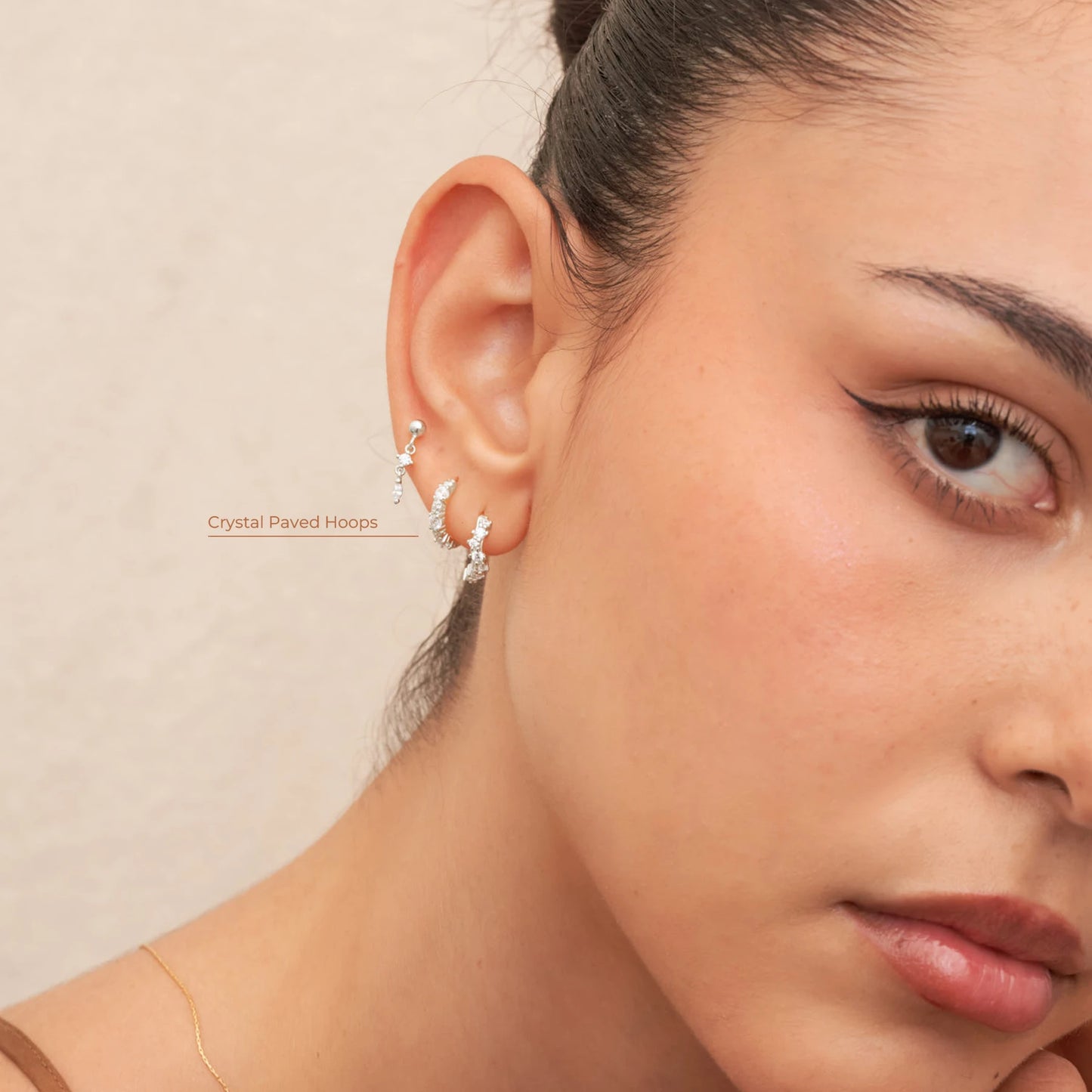 Crystal Paved Hoops In Silver