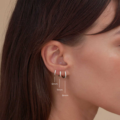 Crystal Paved Huggie Hoops In Silver