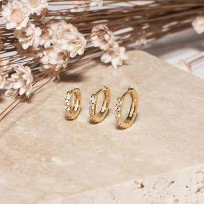 Crystal Paved Huggies Set in Gold