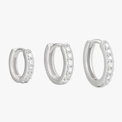 Crystal Paved Huggies Set in Silver