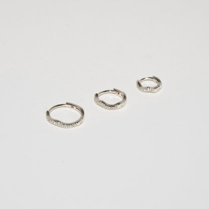 Crystal Paved Wavy Huggies Set in Silver