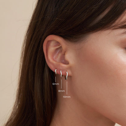 Crystal Paved Wavy Huggies Set in Silver