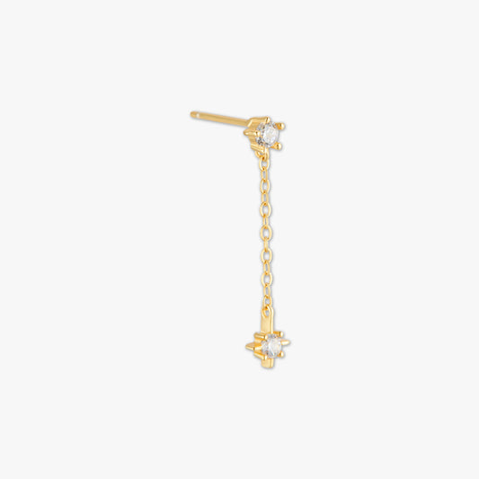 Crystal Star Chain Dangle Stud in Gold