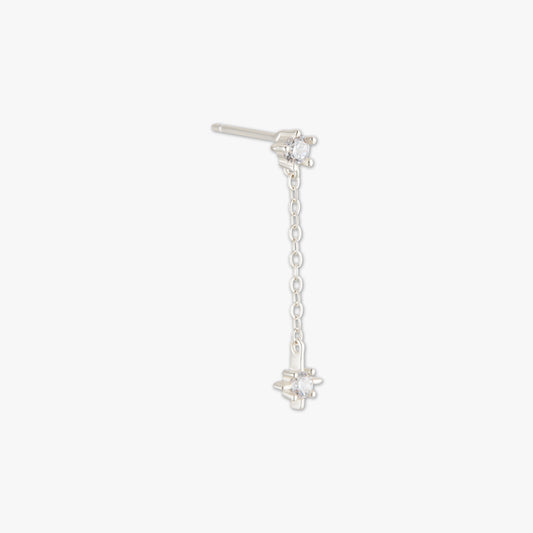 Crystal Star Chain Dangle Stud in Silver