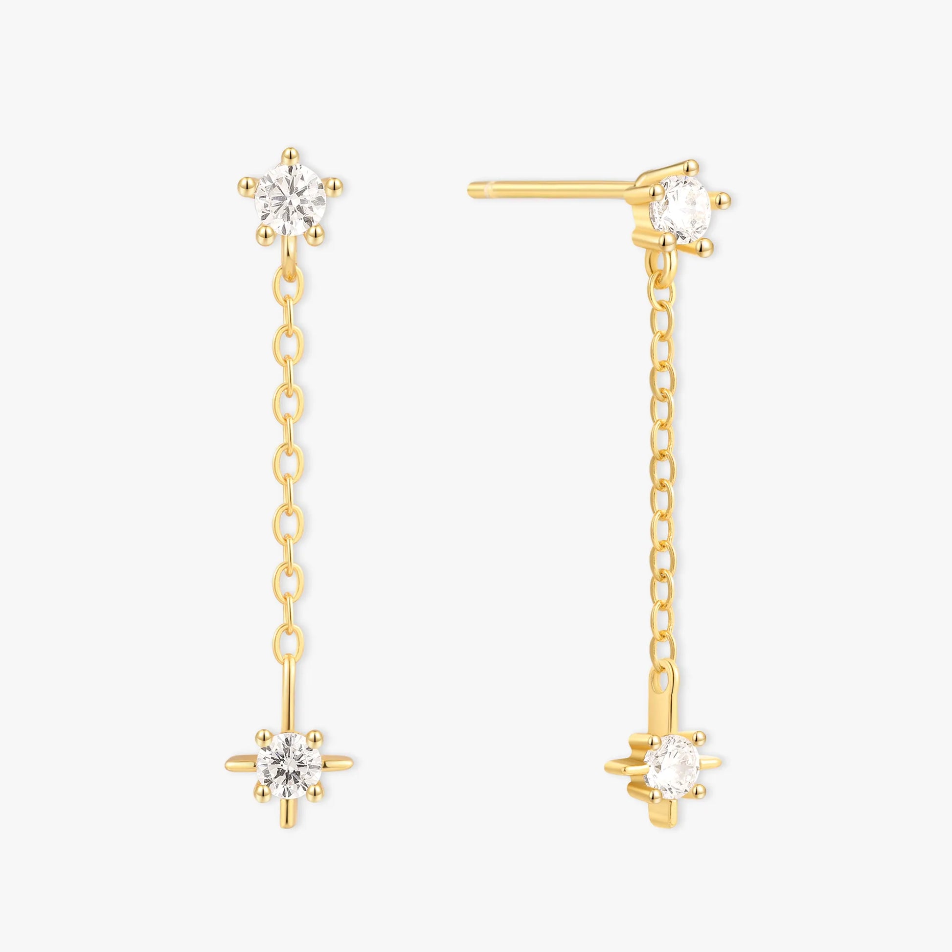 Crystal Star Chain Studs in Gold