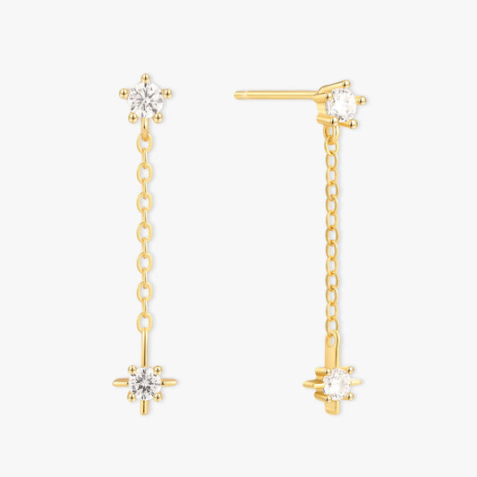 Crystal Star Chain Studs in Gold