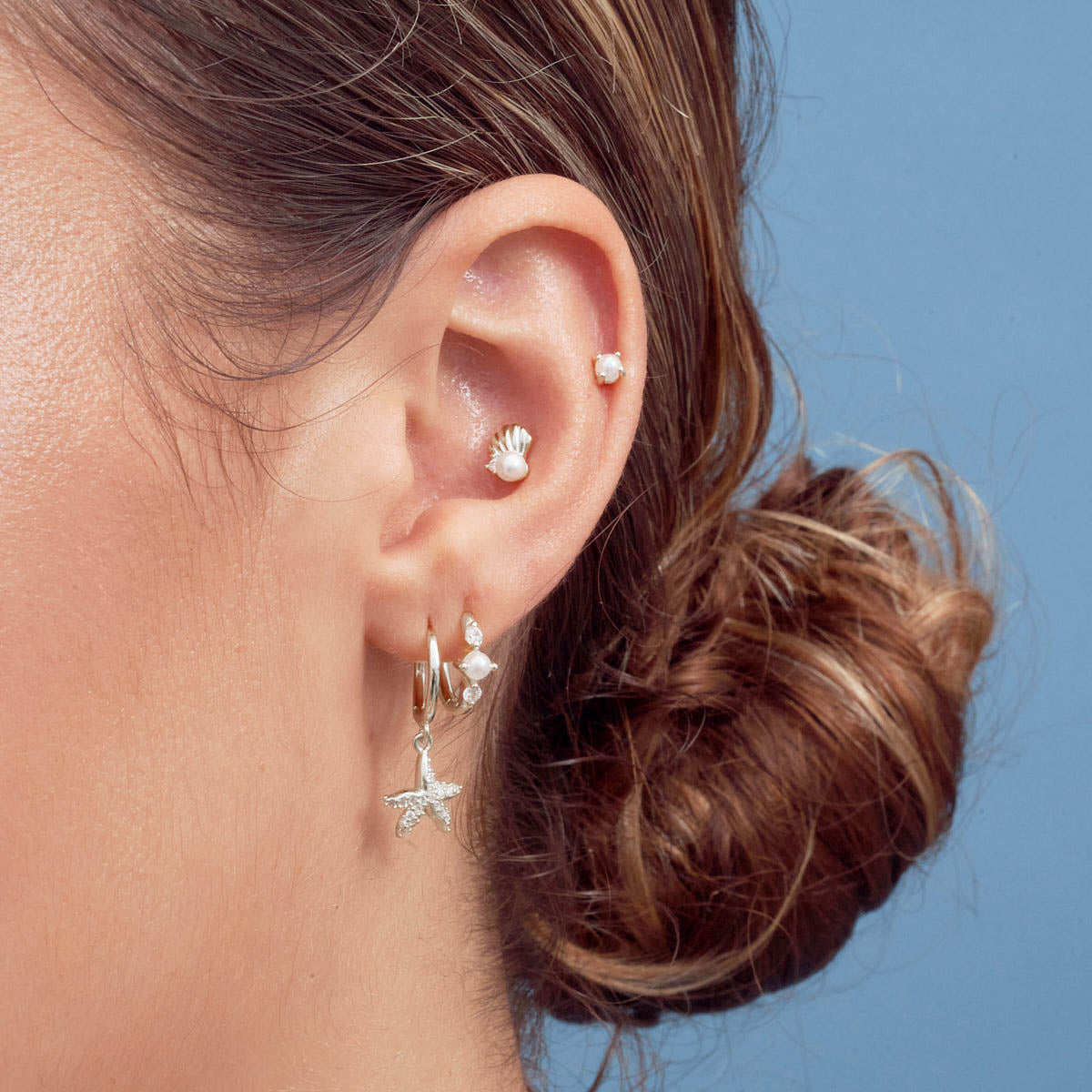 Crystal Starfish Dangle Earrings in Silver | LÉA Jewels