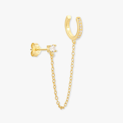Crystal Stud Chain Ear Cuff in Gold