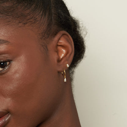 Crystal Teardrop Flat Back Studs In Gold