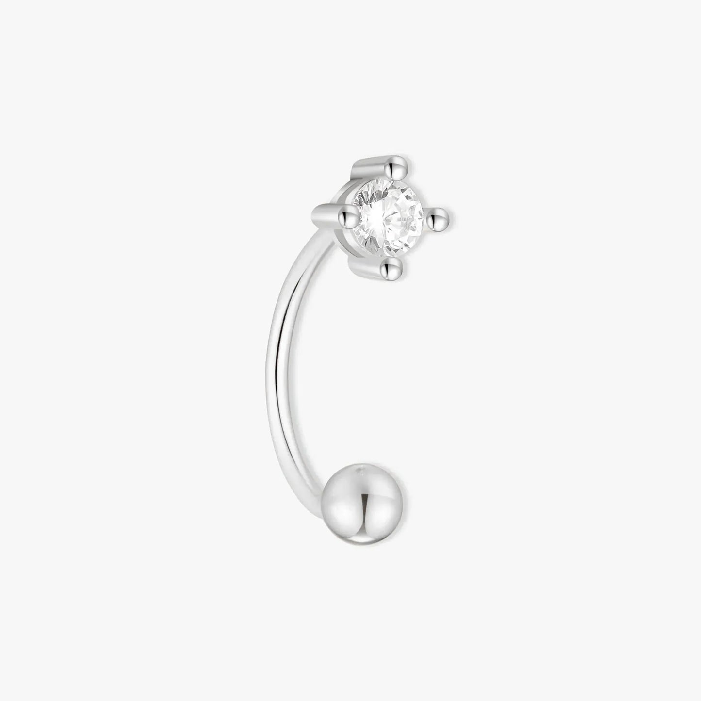 Crystal U Hoop Barbell Earrings In Silver