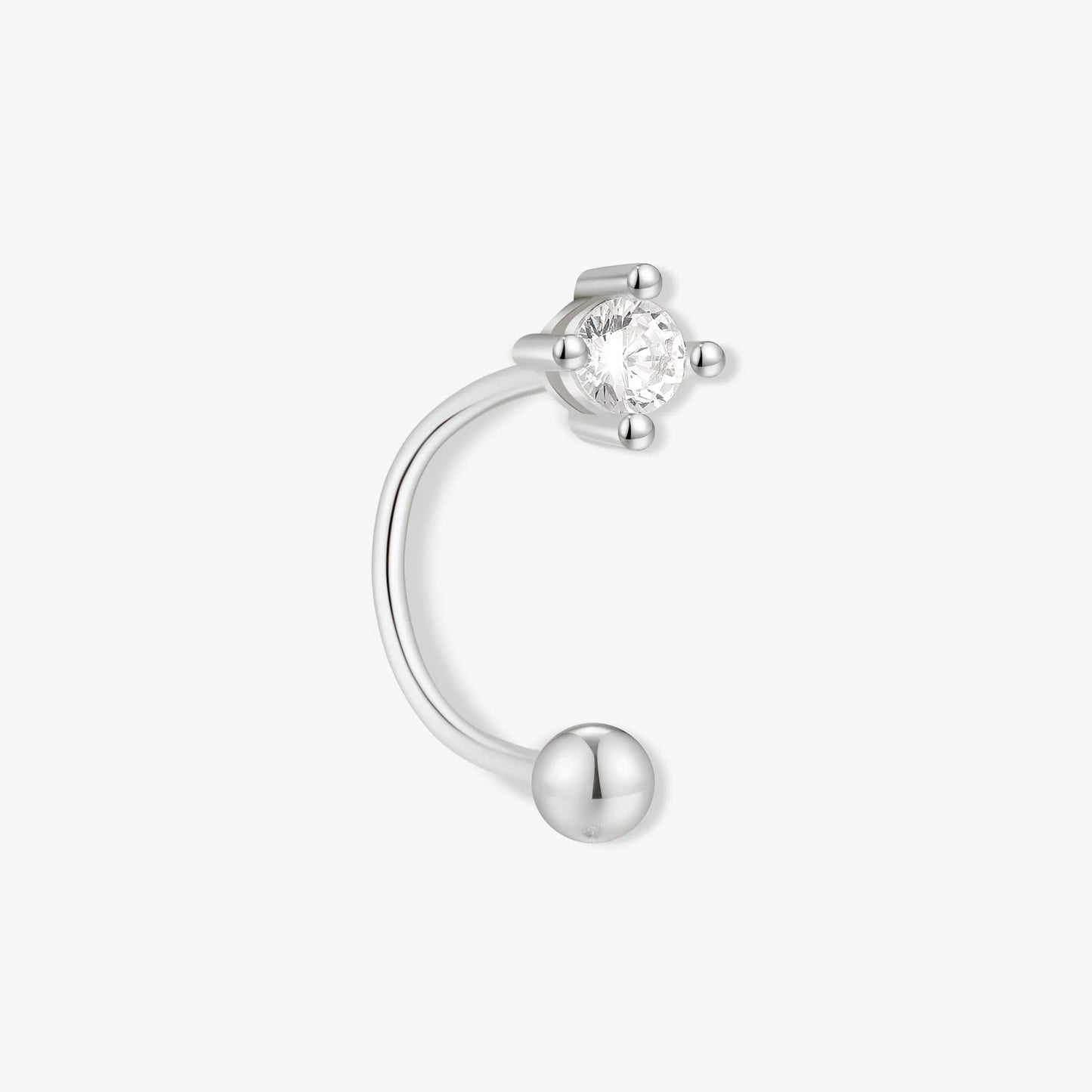 Crystal U Hoop Barbell Earrings In Silver