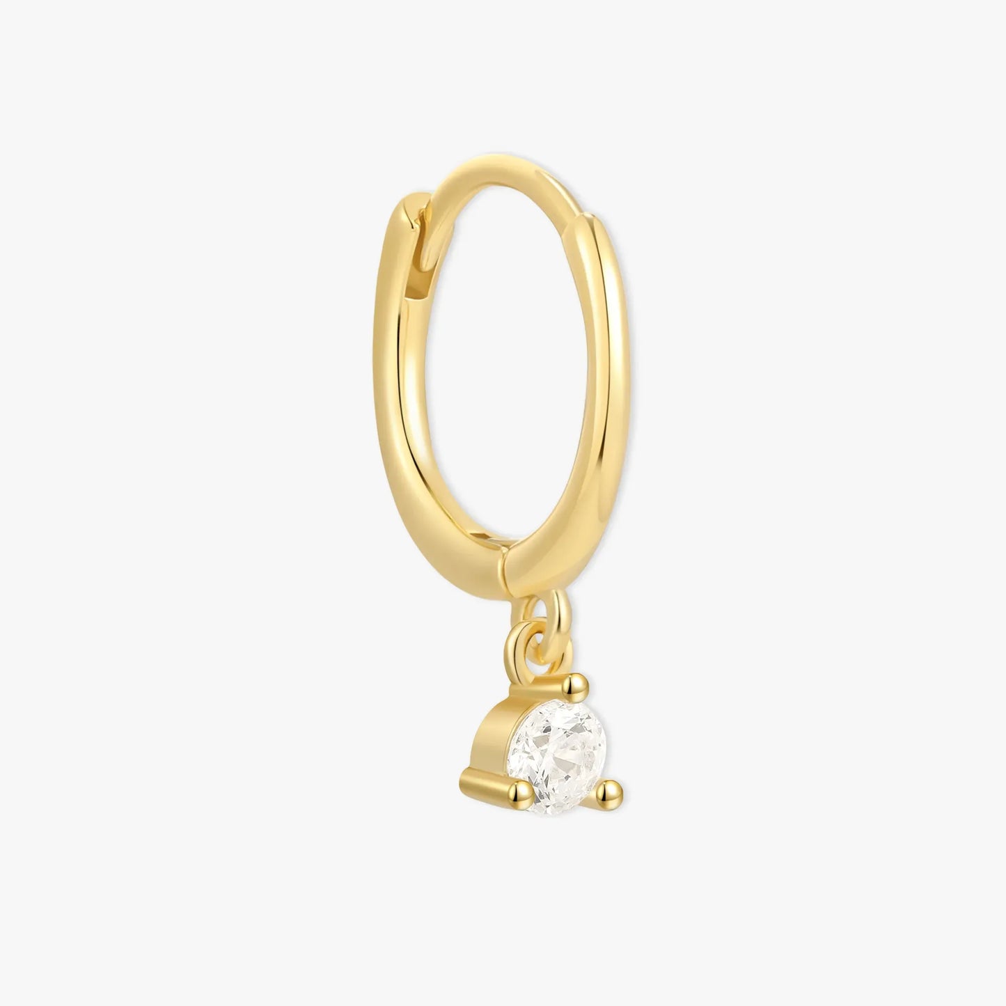 Round Gem Dangle Hoops in Gold