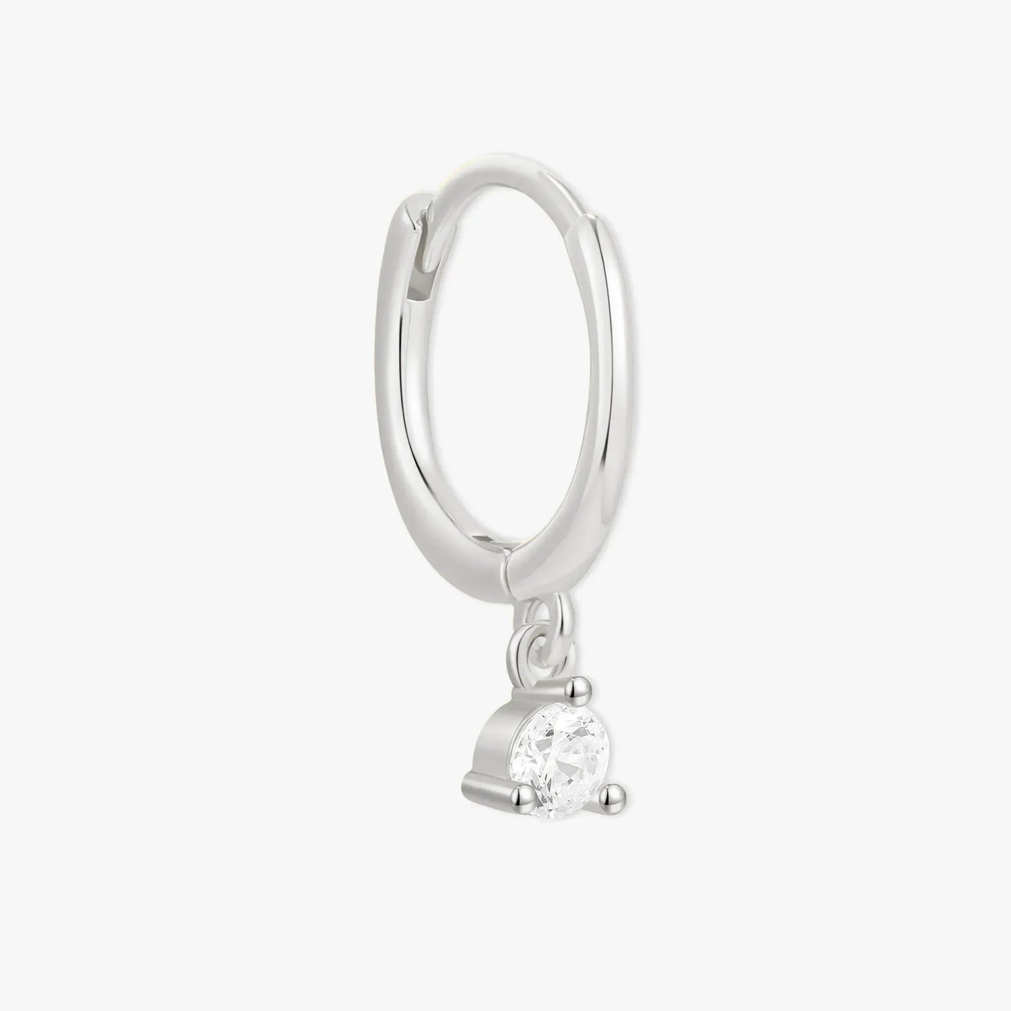 Round Gem Dangle Hoops in Silver