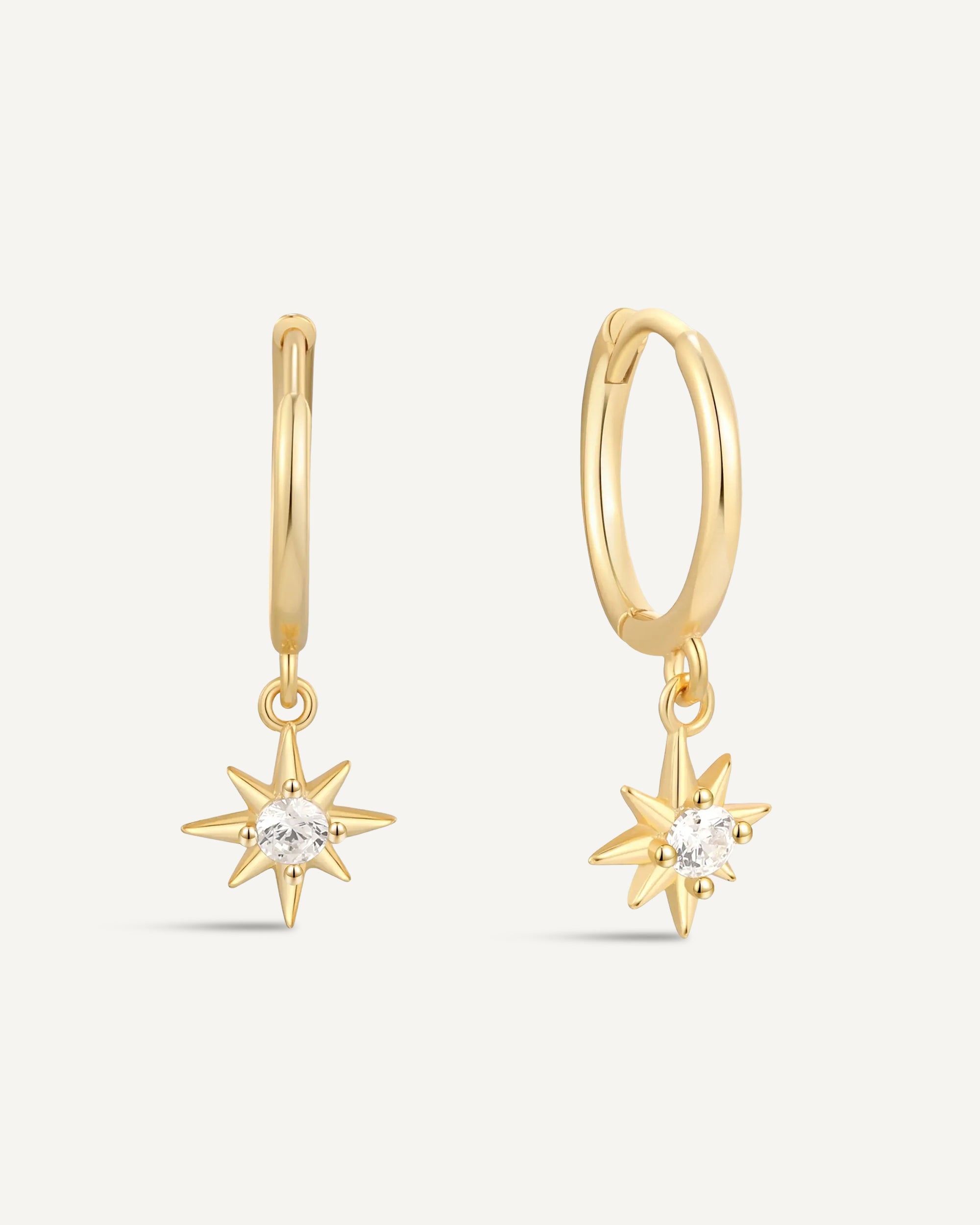 Starburst Dangle Hoops in Gold