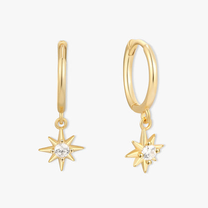 Starburst Dangle Hoops in Gold