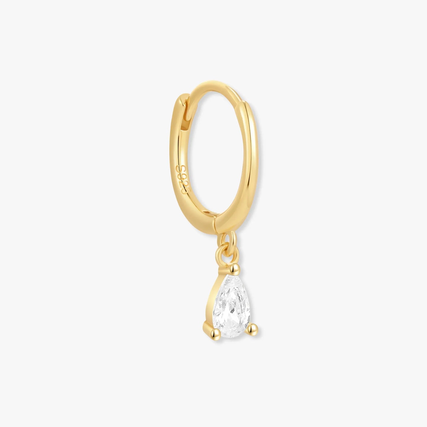 Crystal Teardrop Dangle Hoops in Gold