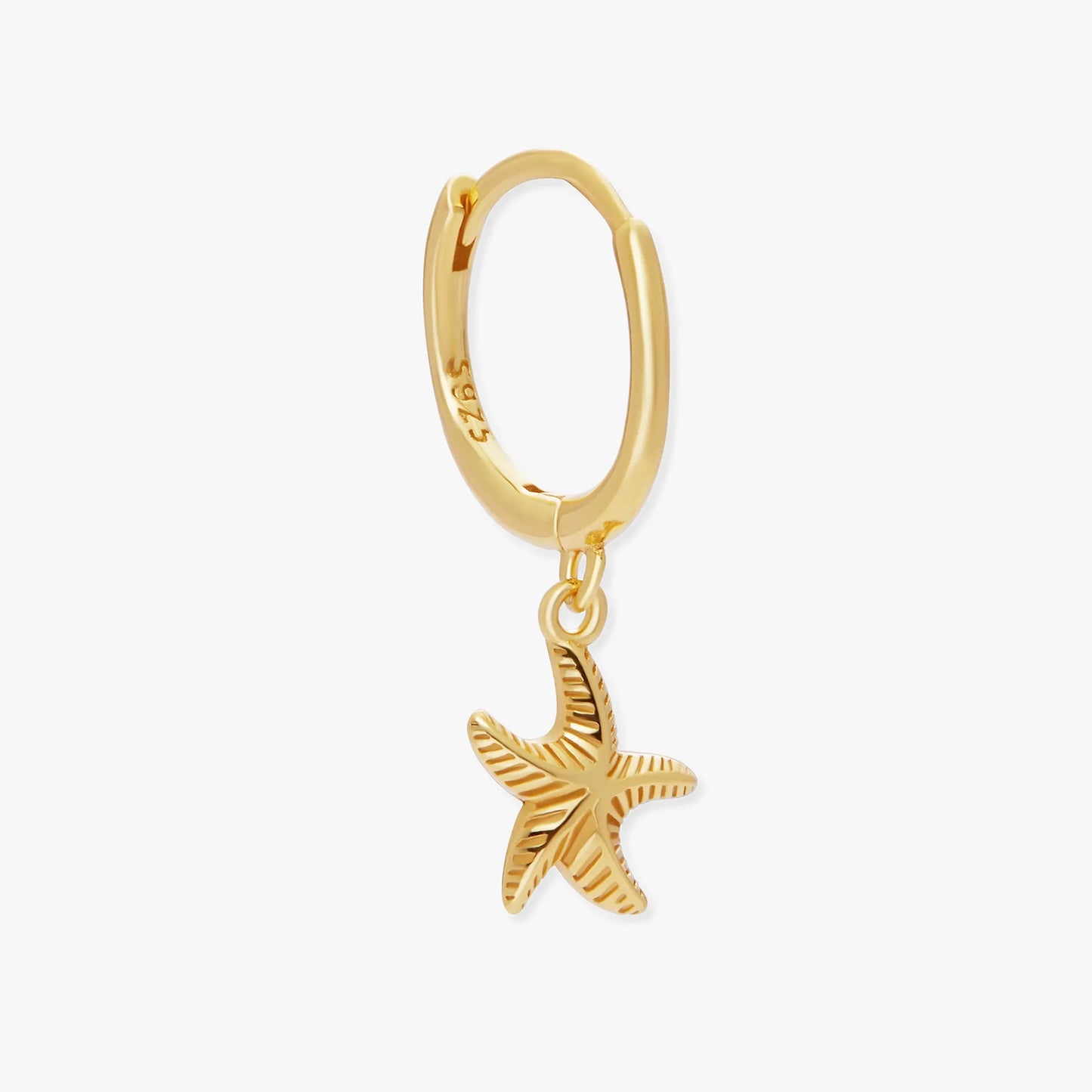 Starfish Dangle Hoop Earrings in Gold