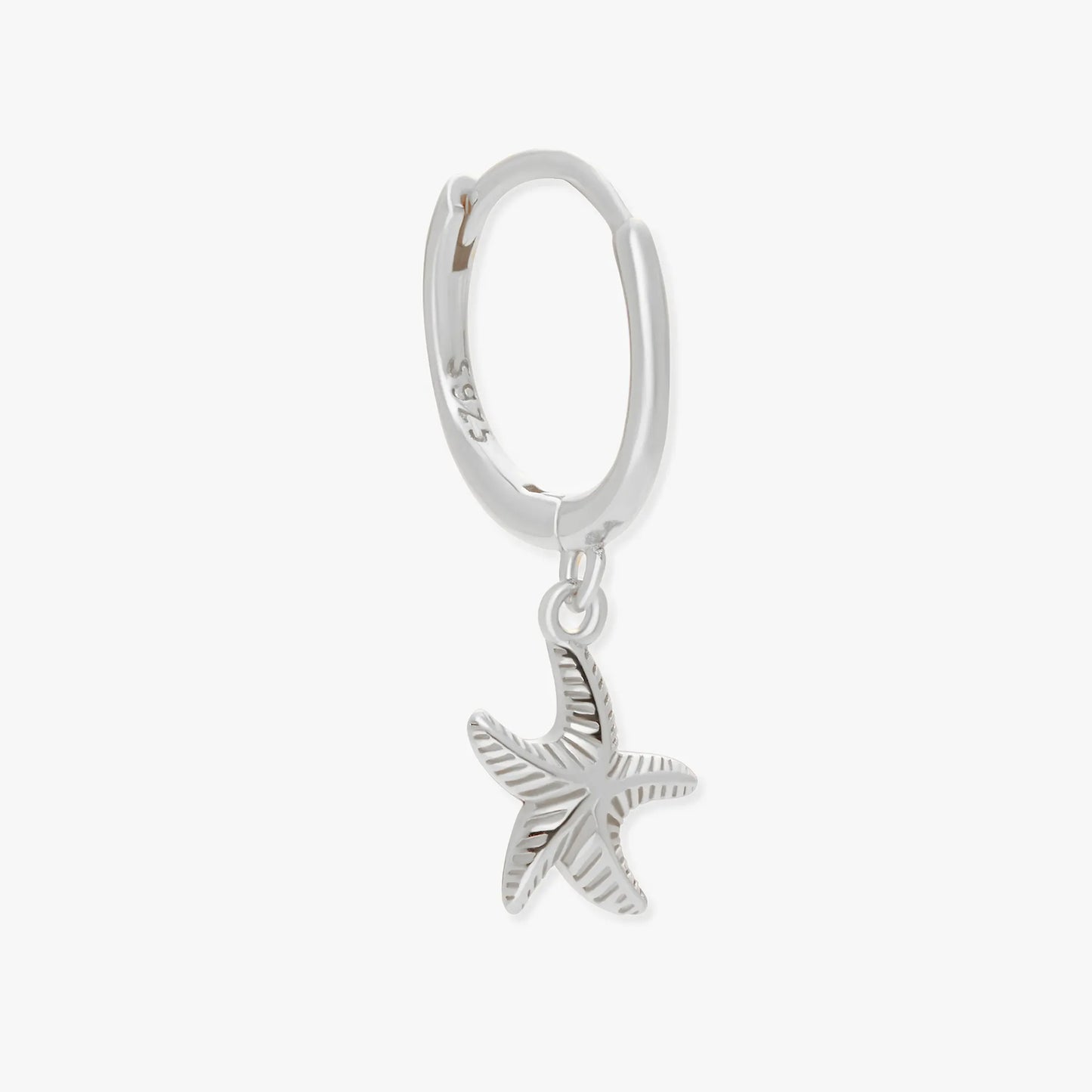 Starfish Dangle Hoop Earrings in Silver