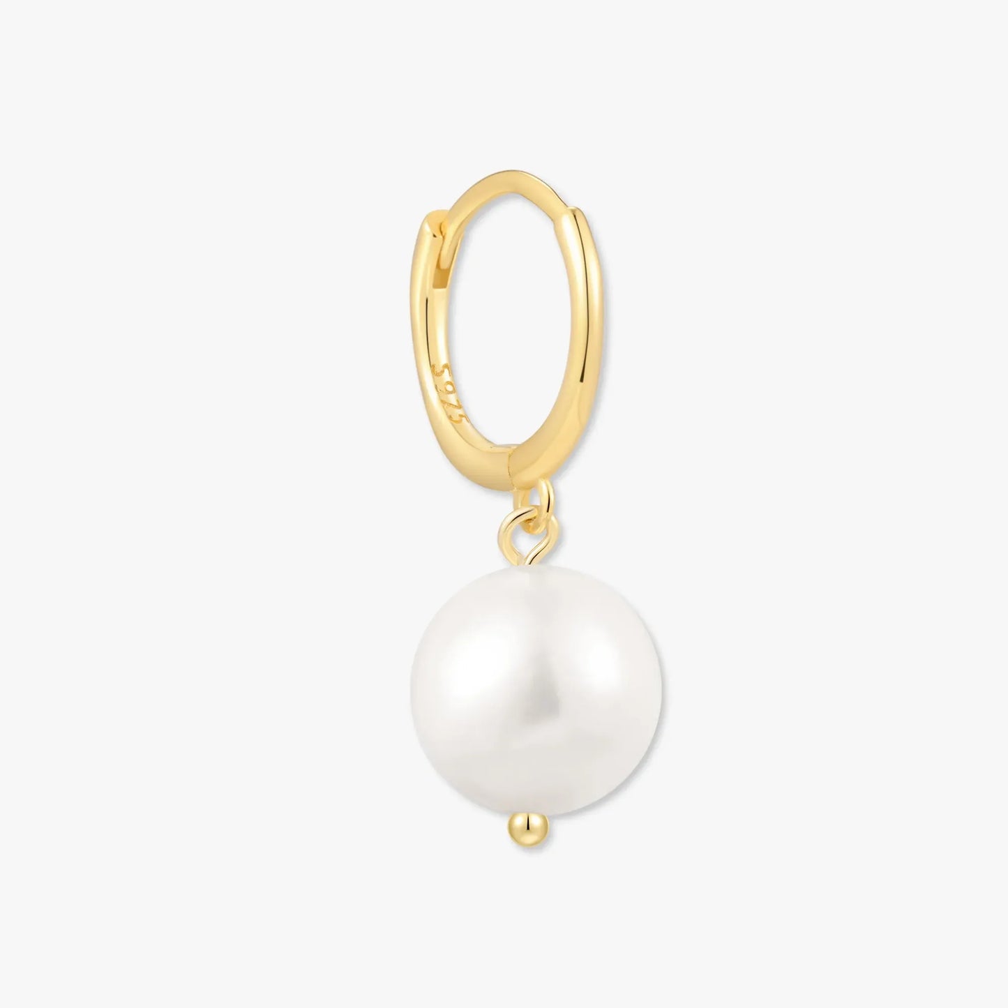 Freshwater Pearl Dangle Hoops in Gold