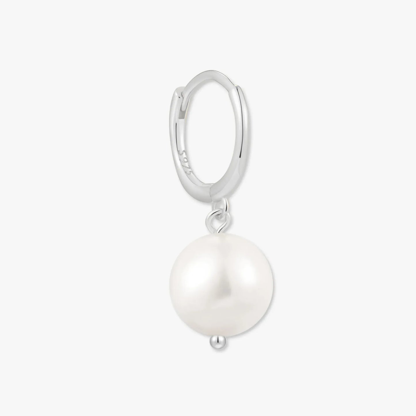 Freshwater Pearl Dangle Hoops in Silver