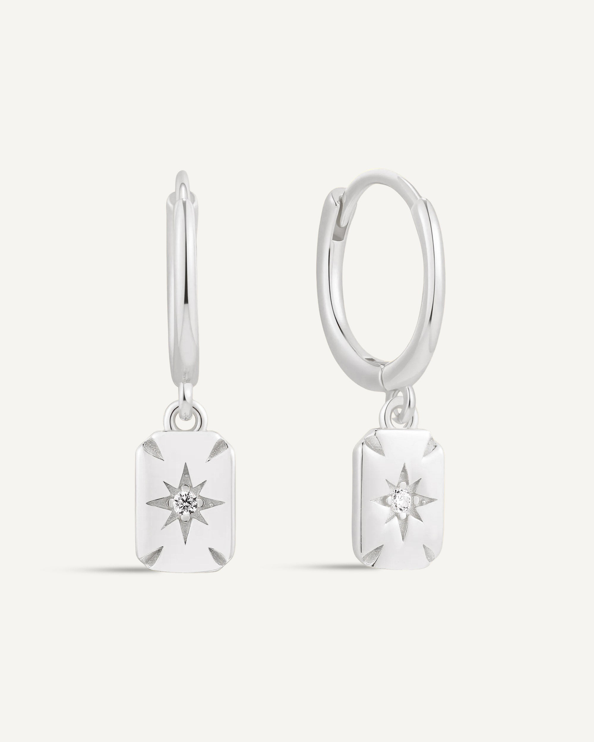 Star Charm Dangle Earrings in Silver