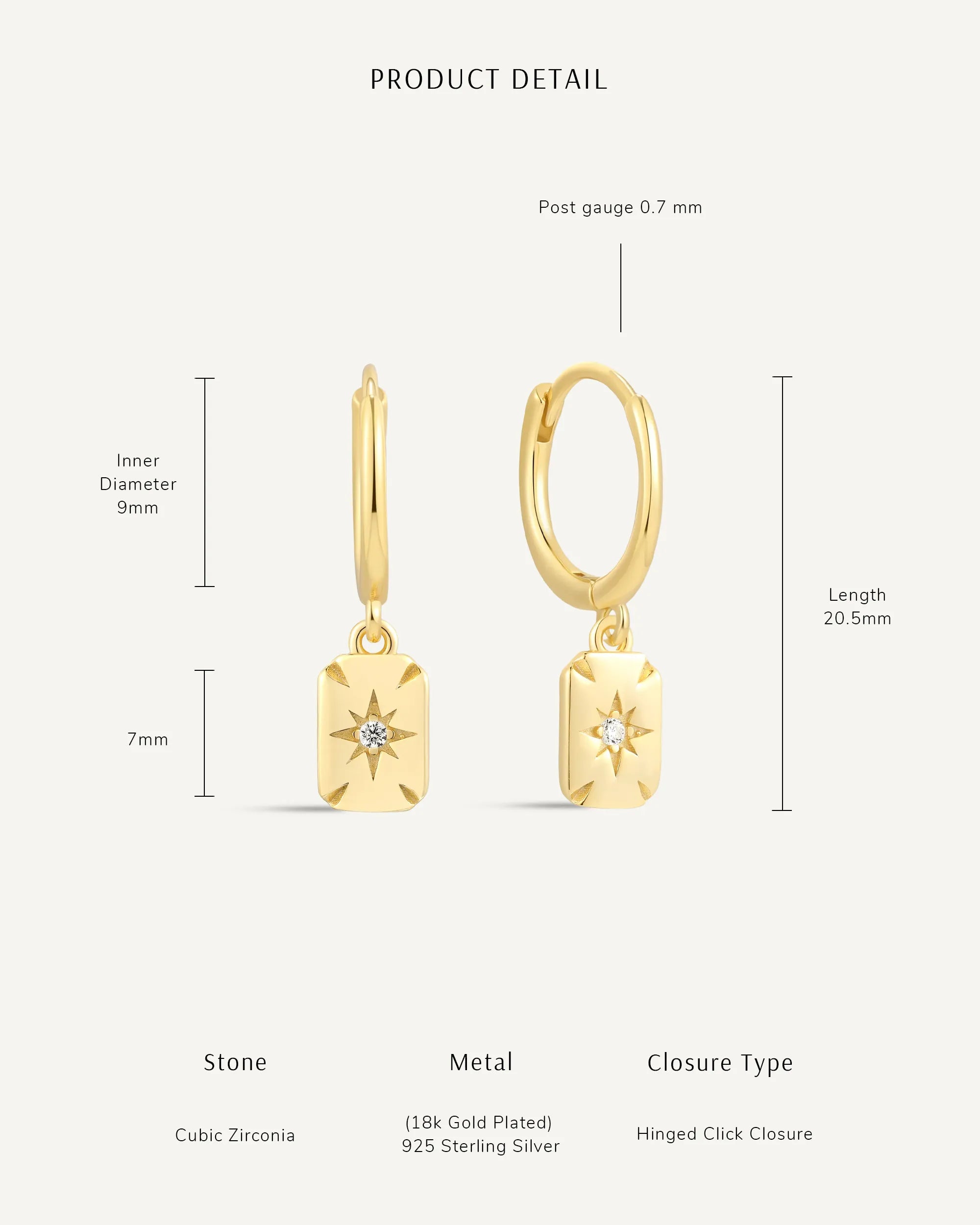 Star Charm Dangle Earrings in Silver