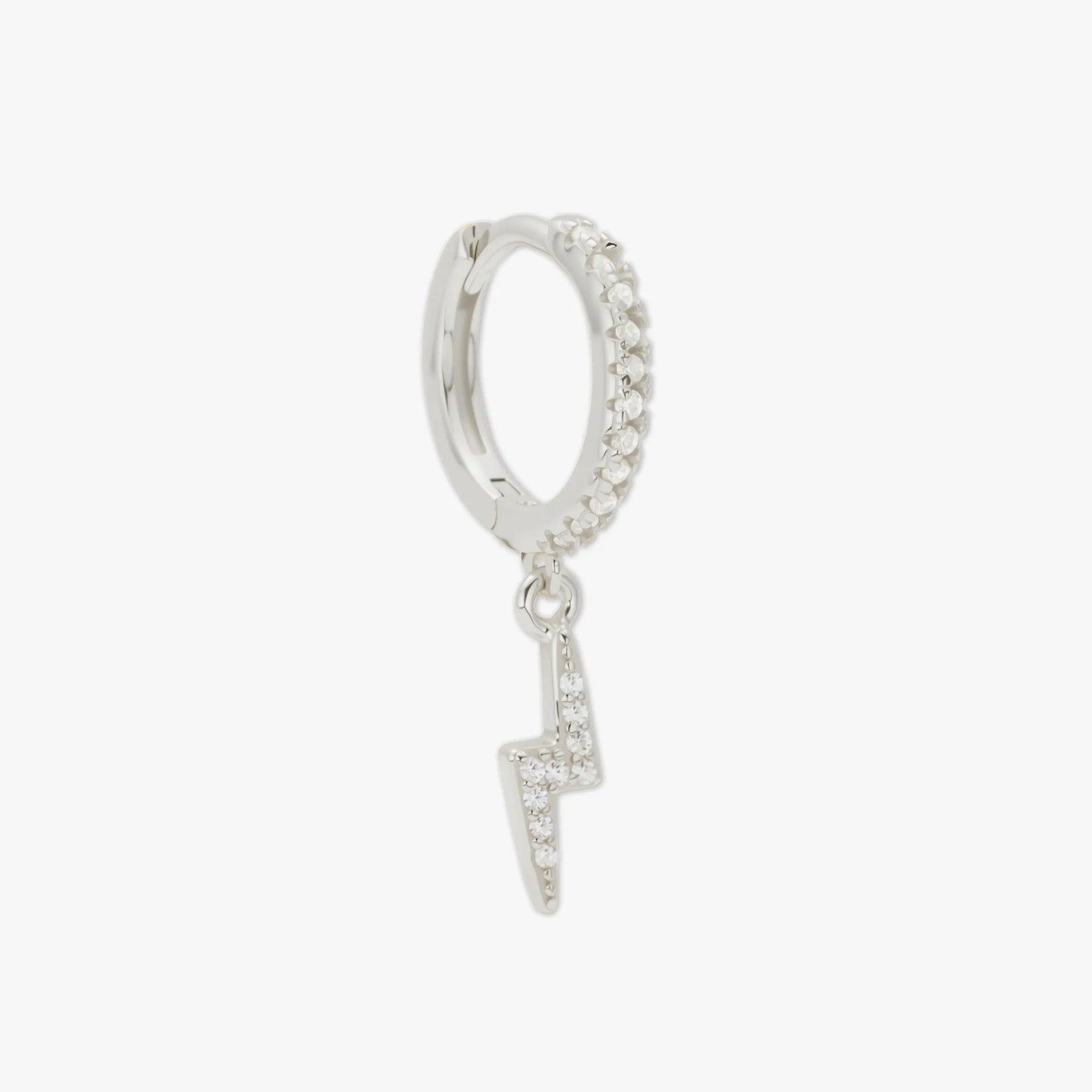 Lightning Bolt Dangle Hoops In Silver