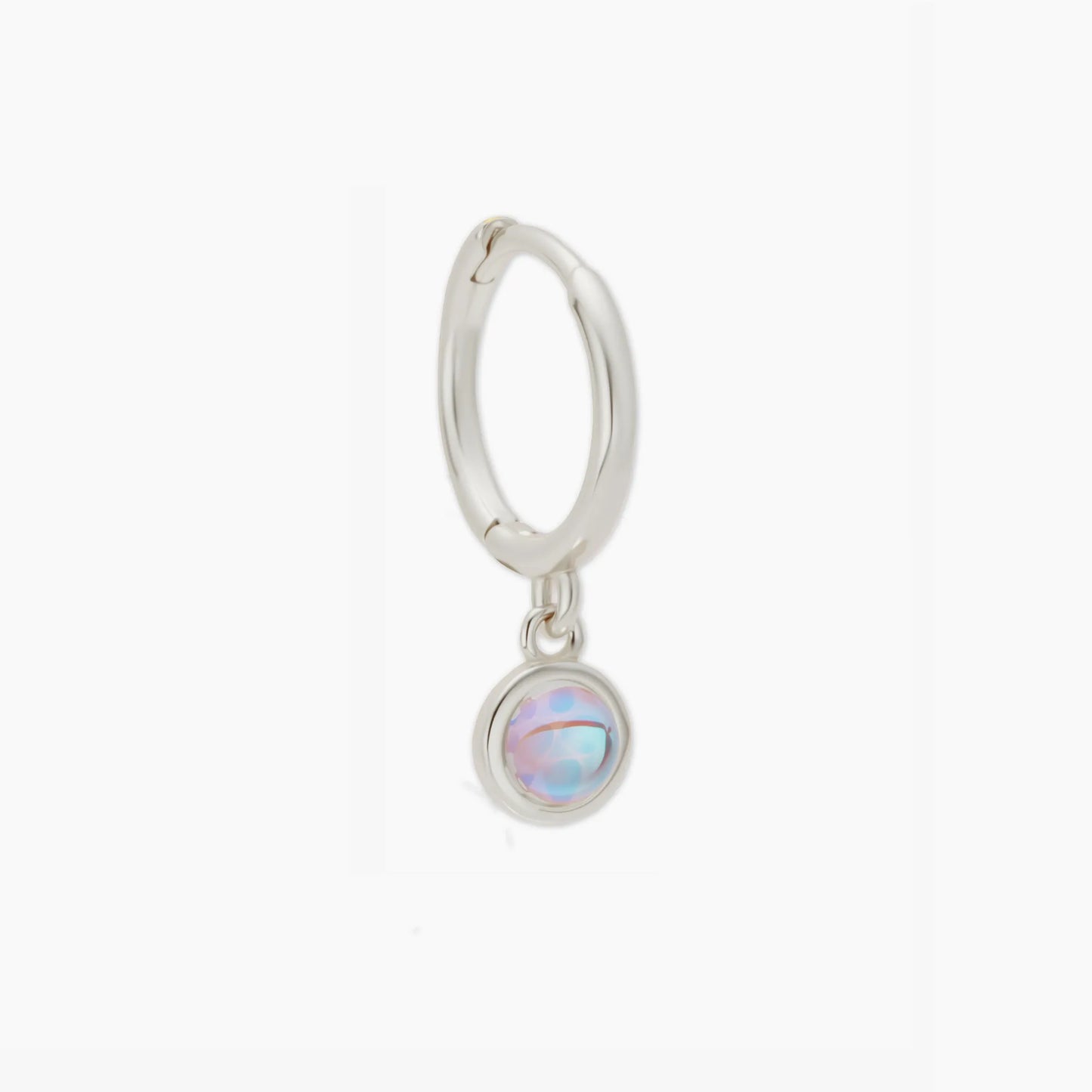 Moonstone Dangle Hoops in Silver