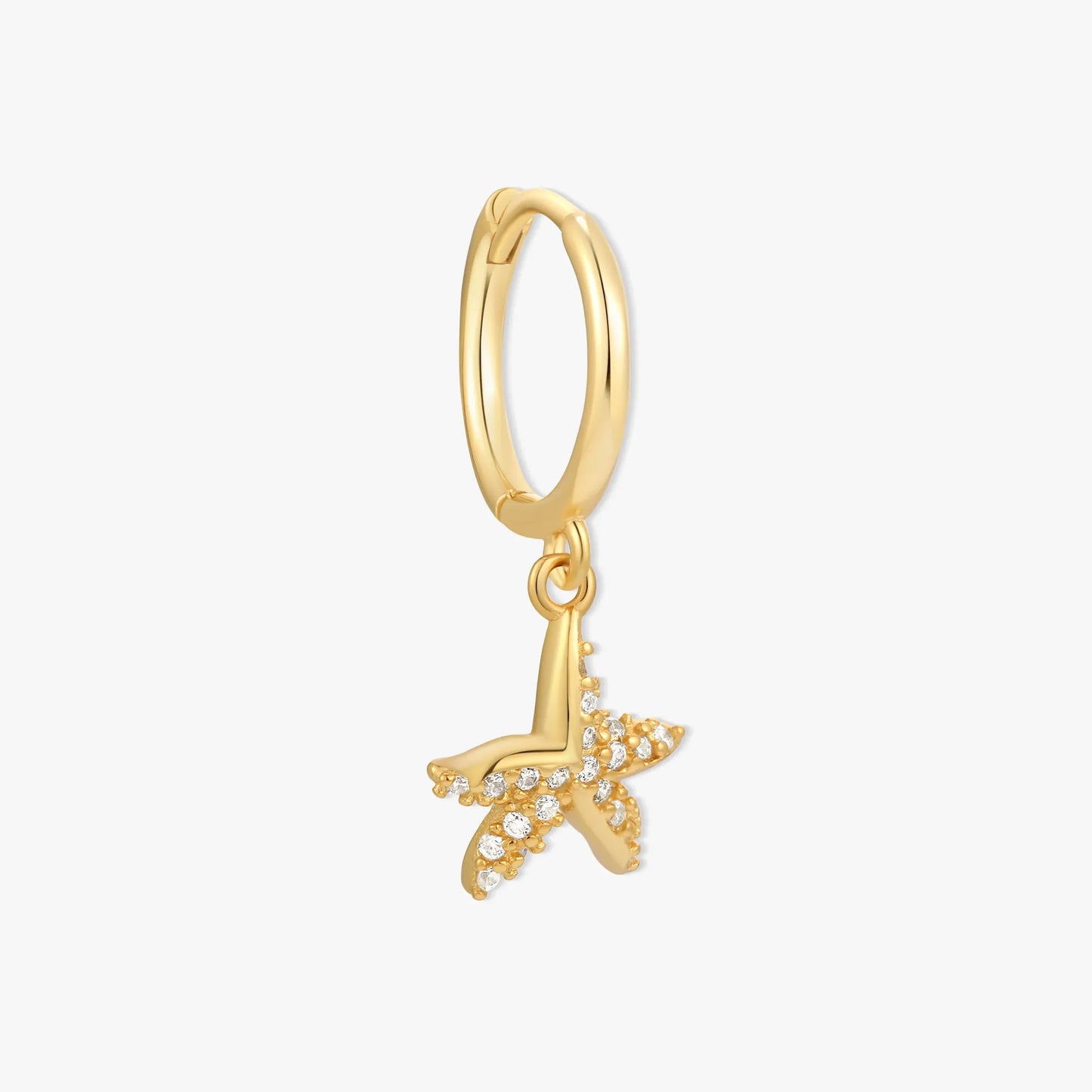 Crystal Starfish Dangle Earrings in Gold